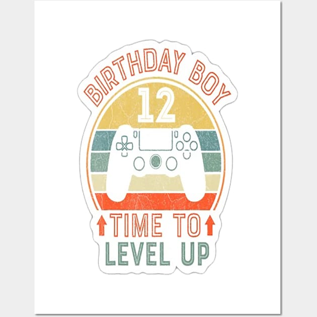 Birthday Boy 12 Time To Level Up T Shirt 12Th Wall Art by shimaaalaa